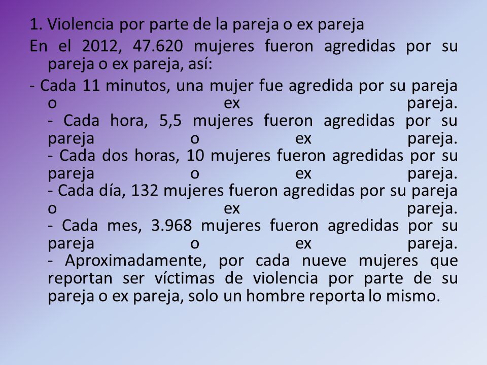 1. Violencia por parte de la pareja o ex pareja