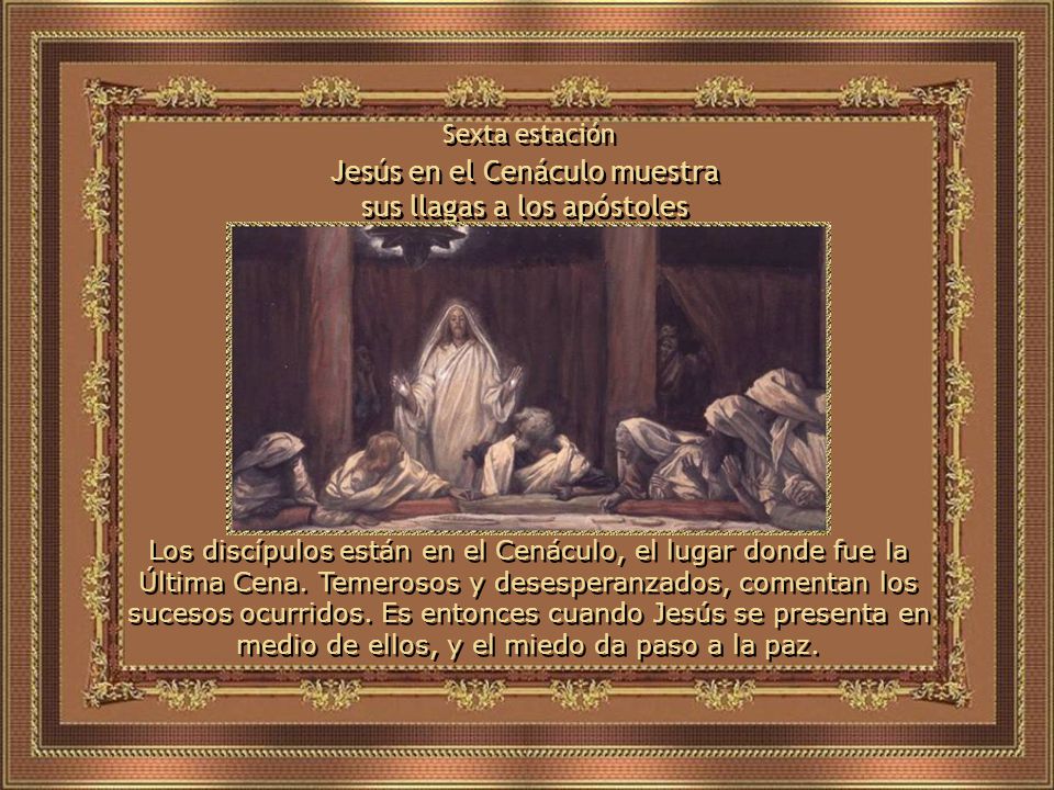 Jesús en el Cenáculo muestra sus llagas a los apóstoles