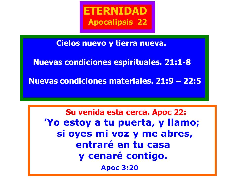 ETERNIDAD ’Yo estoy a tu puerta, y llamo; si oyes mi voz y me abres,