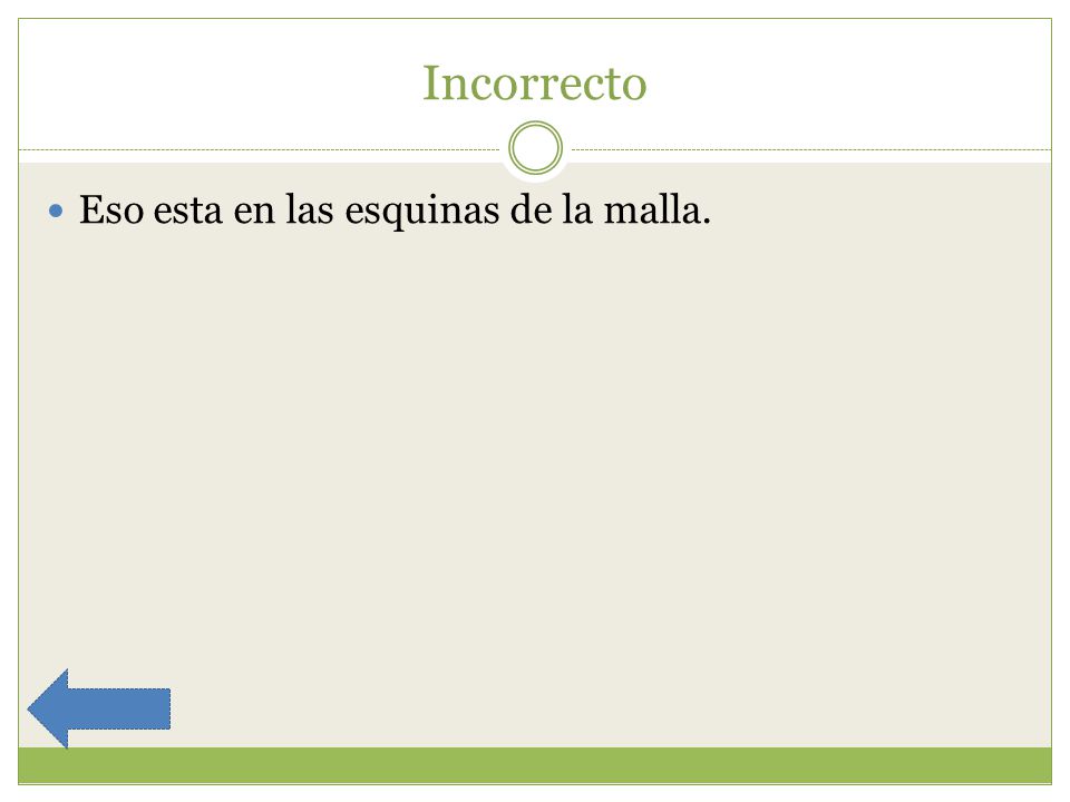 Incorrecto Eso esta en las esquinas de la malla.