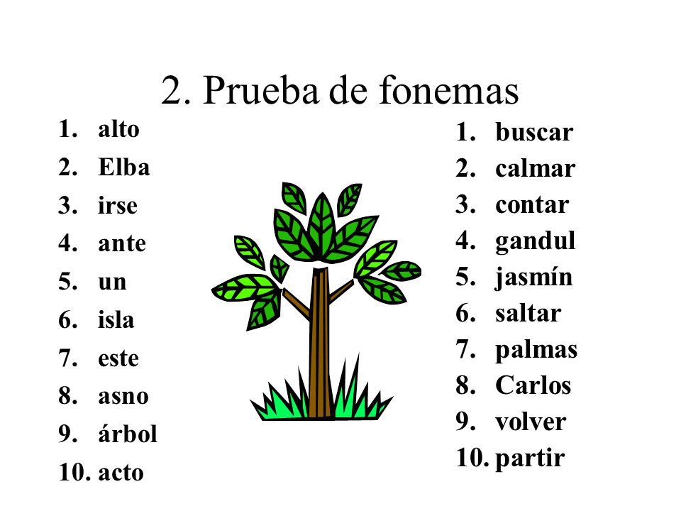 2. Prueba de fonemas buscar calmar contar gandul jasmín saltar palmas