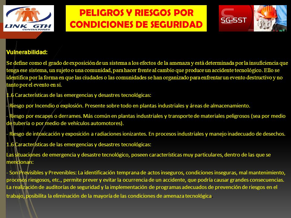 PELIGROS Y RIESGOS POR CONDICIONES DE SEGURIDAD