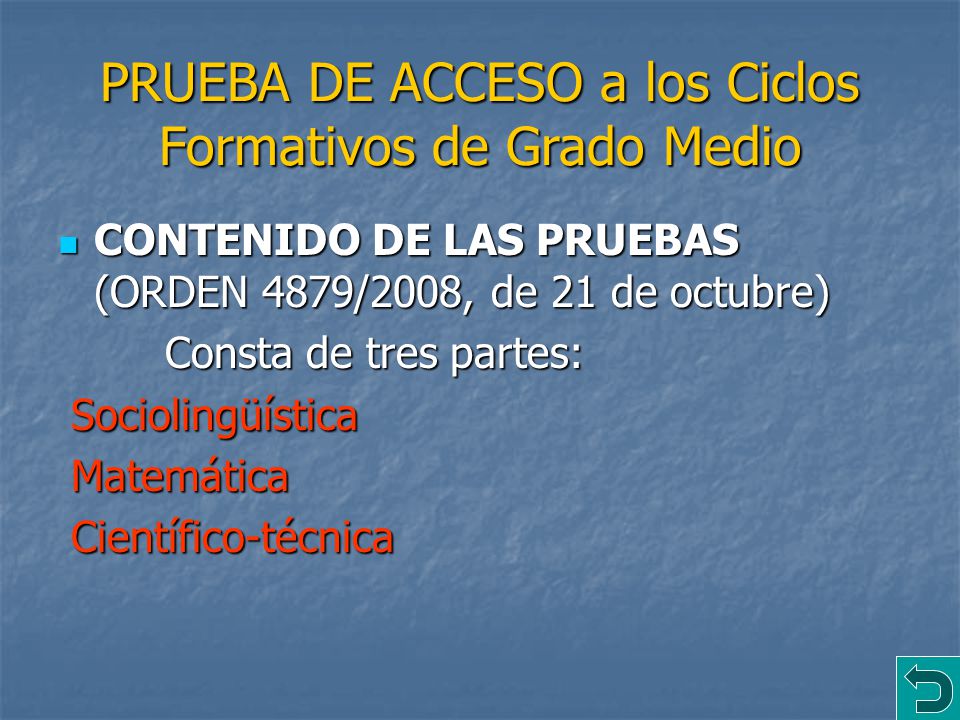 PRUEBA DE ACCESO a los Ciclos Formativos de Grado Medio