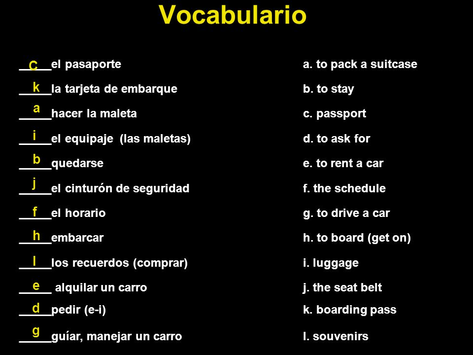 Vocabulario C k a i b j f h l e d g