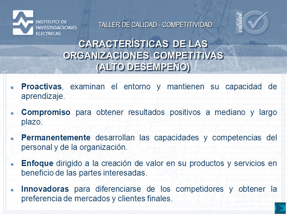 CARACTERÍSTICAS DE LAS ORGANIZACIONES COMPETITIVAS