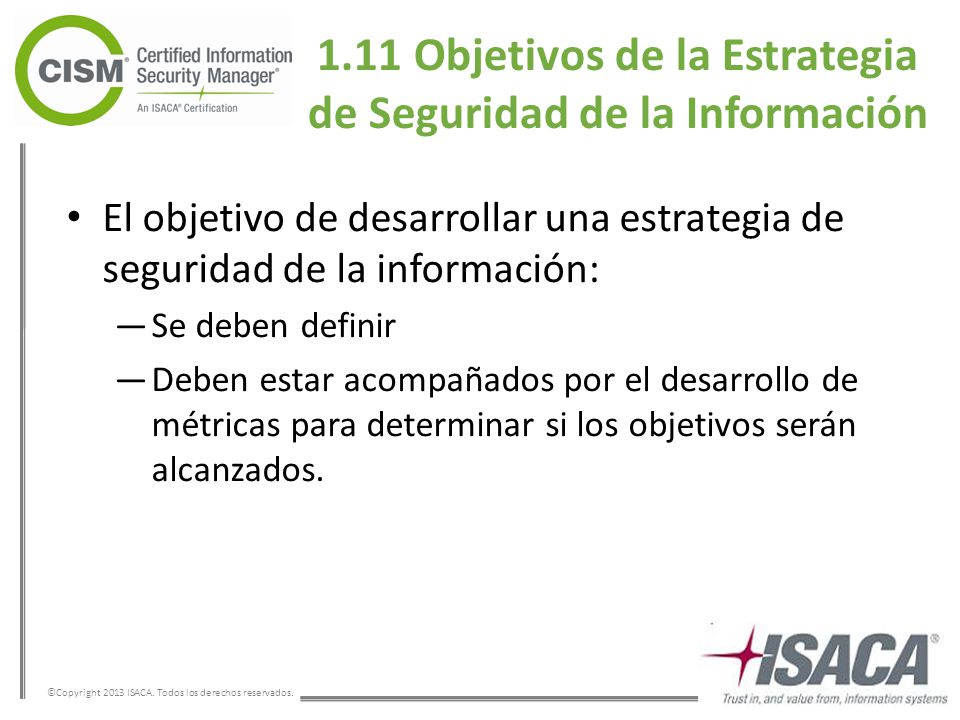 1.11 Objetivos de la Estrategia de Seguridad de la Información