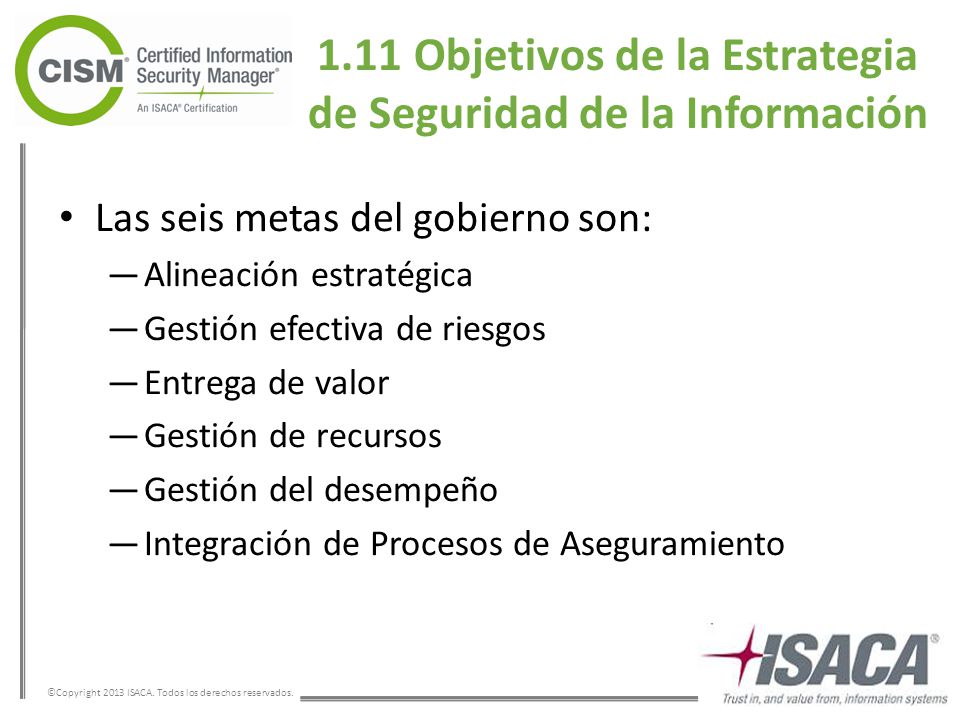 1.11 Objetivos de la Estrategia de Seguridad de la Información