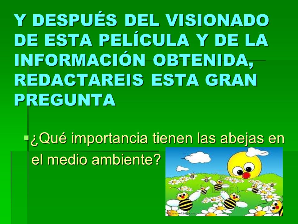 Y DESPUÉS DEL VISIONADO DE ESTA PELÍCULA Y DE LA INFORMACIÓN OBTENIDA, REDACTAREIS ESTA GRAN PREGUNTA