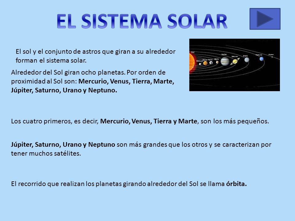 EL SISTEMA SOLAR El sol y el conjunto de astros que giran a su alrededor forman el sistema solar.