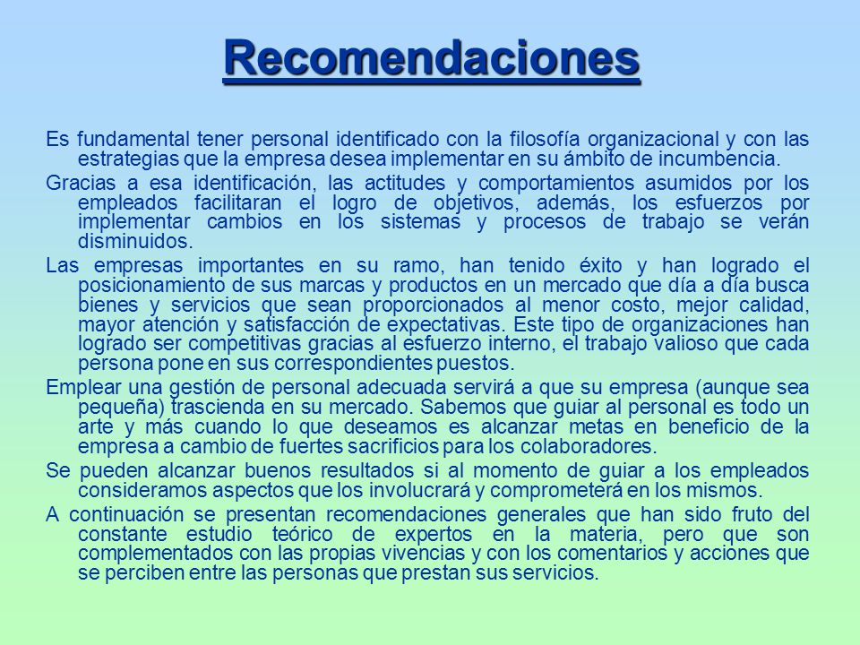 Recomendaciones