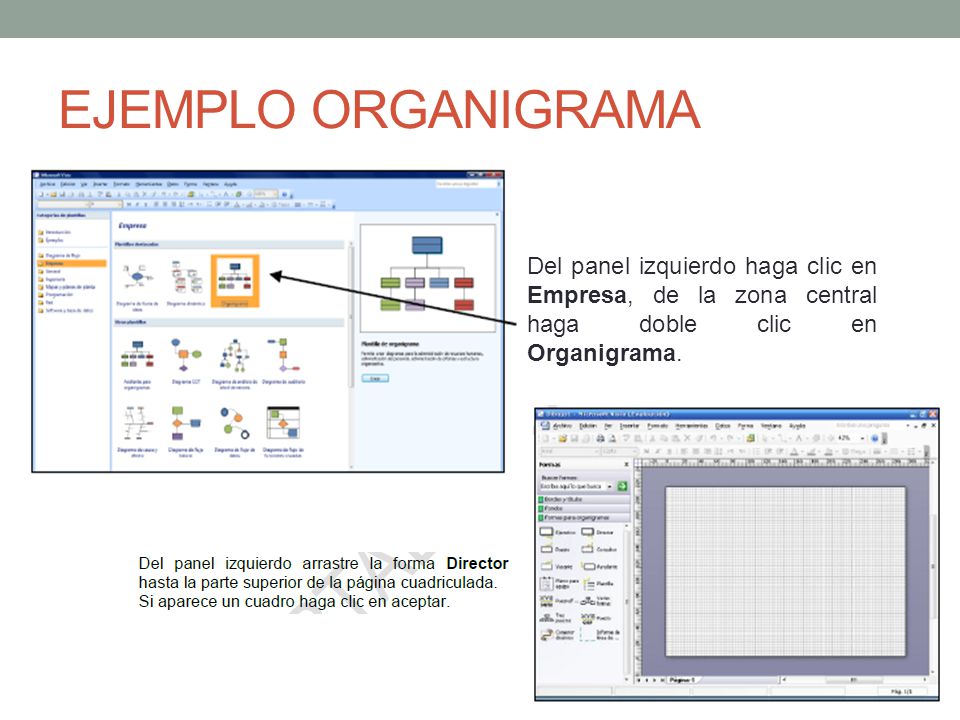 EJEMPLO ORGANIGRAMA Del panel izquierdo haga clic en Empresa, de la zona central haga doble clic en Organigrama.