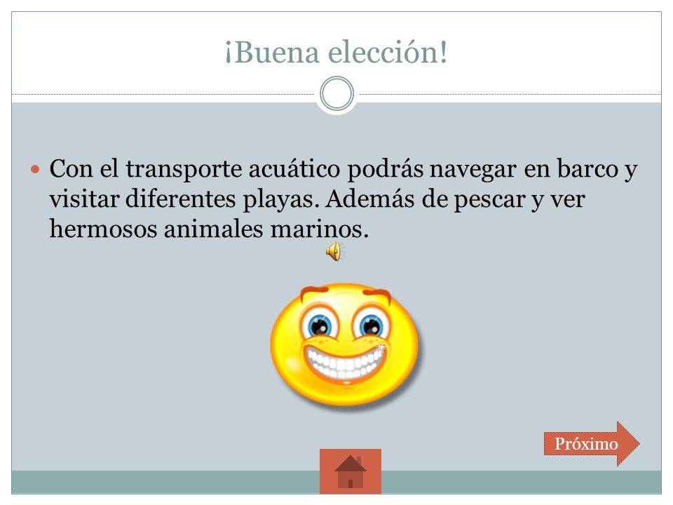 ¡Buena elección! Con el transporte acuático podrás navegar en barco y visitar diferentes playas. Además de pescar y ver hermosos animales marinos.