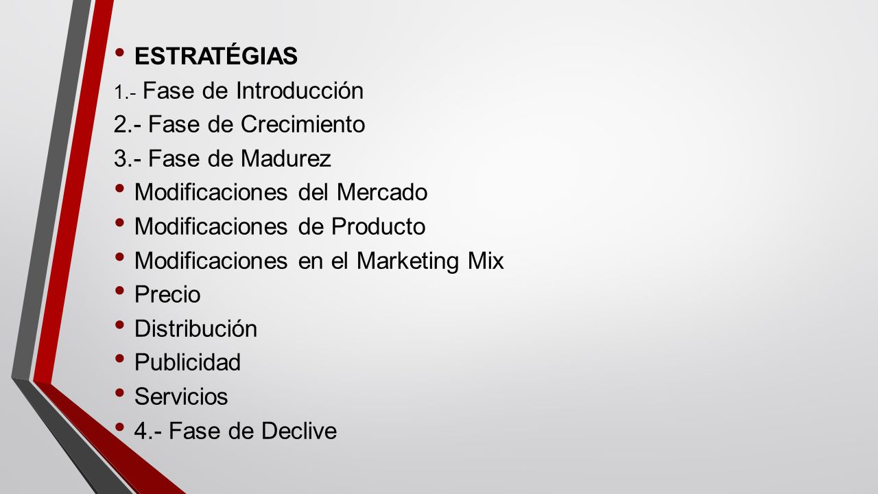 Modificaciones del Mercado Modificaciones de Producto