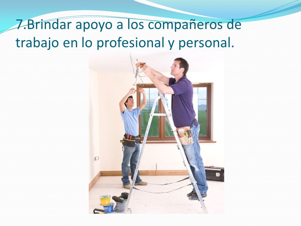 7.Brindar apoyo a los compañeros de trabajo en lo profesional y personal.