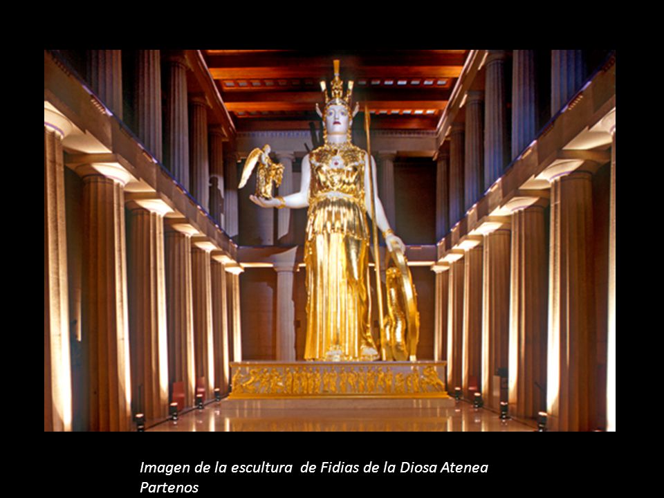 Imagen de la escultura de Fidias de la Diosa Atenea Partenos