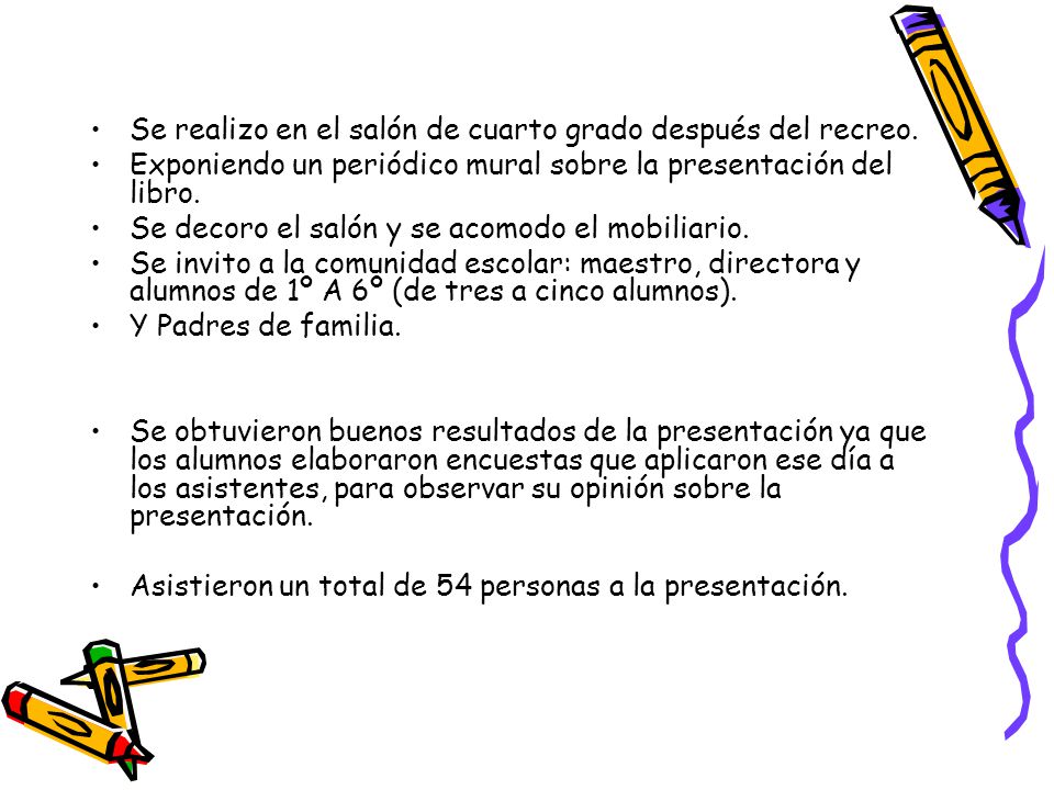 Se realizo en el salón de cuarto grado después del recreo.