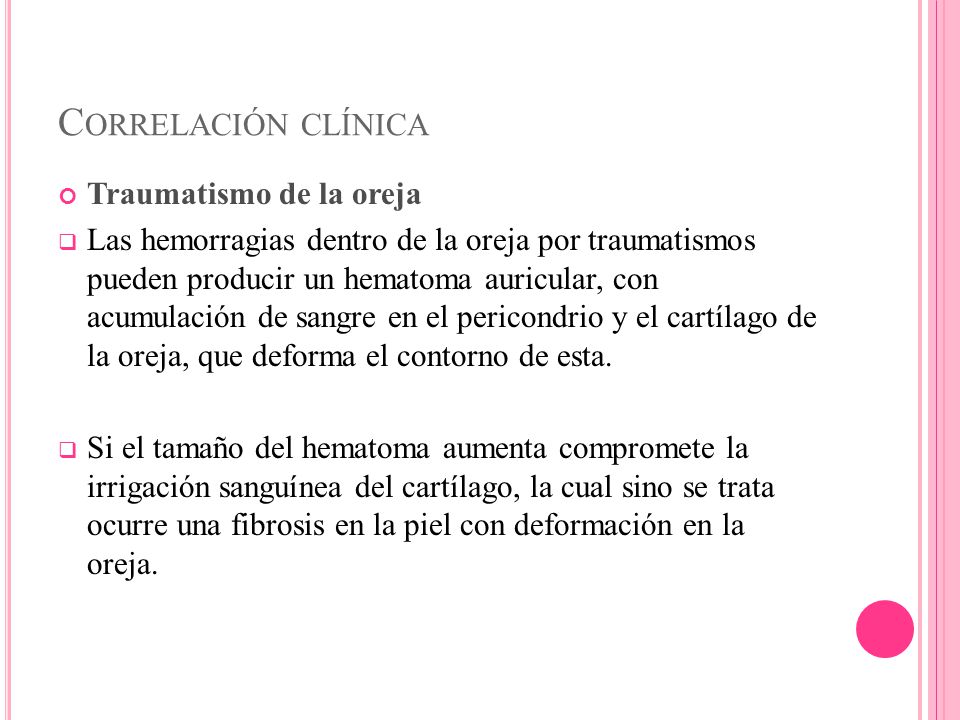Correlación clínica Traumatismo de la oreja