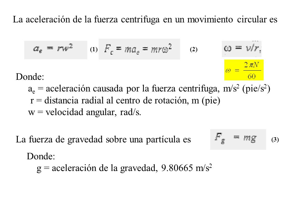 La aceleración de la fuerza centrifuga en un movimiento circular es