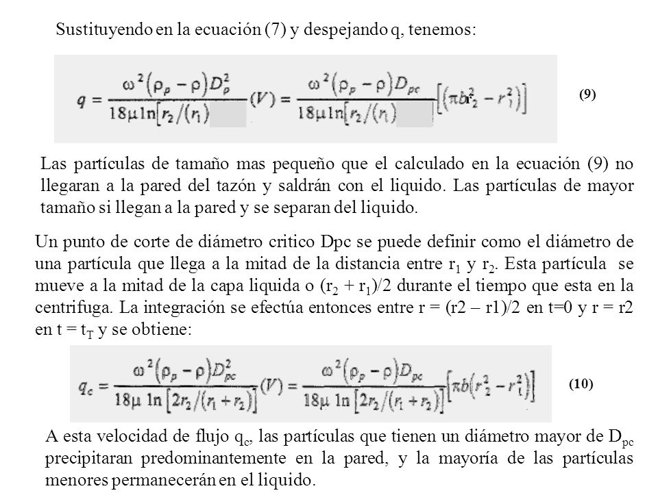 Sustituyendo en la ecuación (7) y despejando q, tenemos: