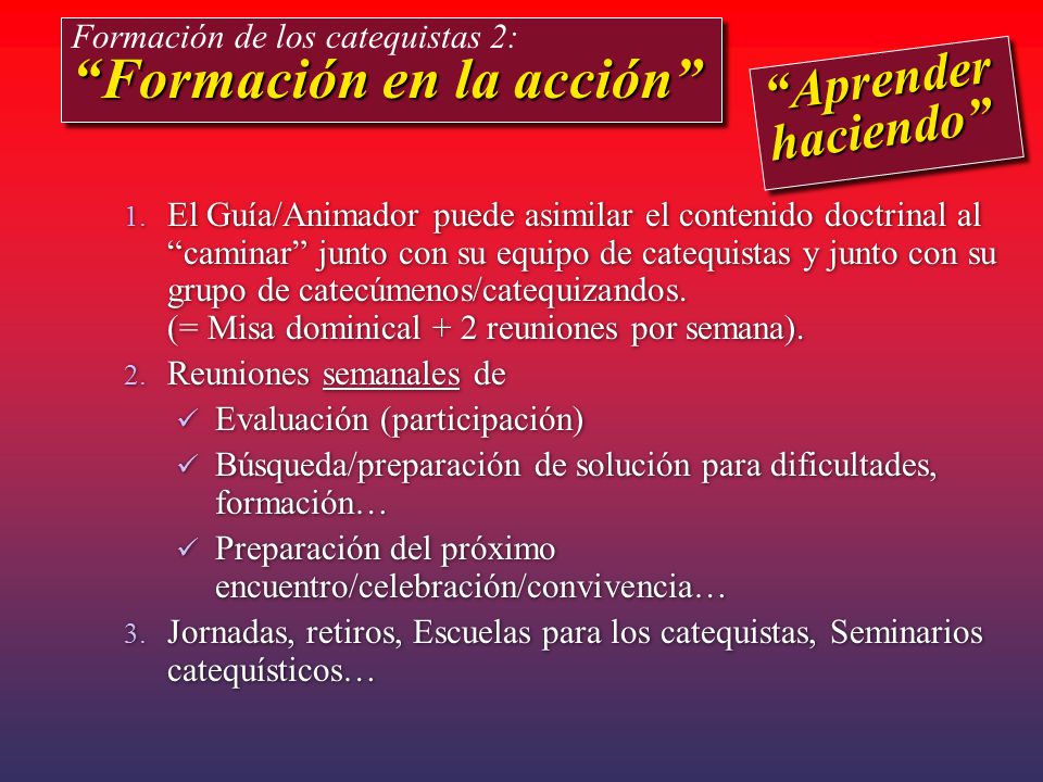 Formación de los catequistas 2: Formación en la acción