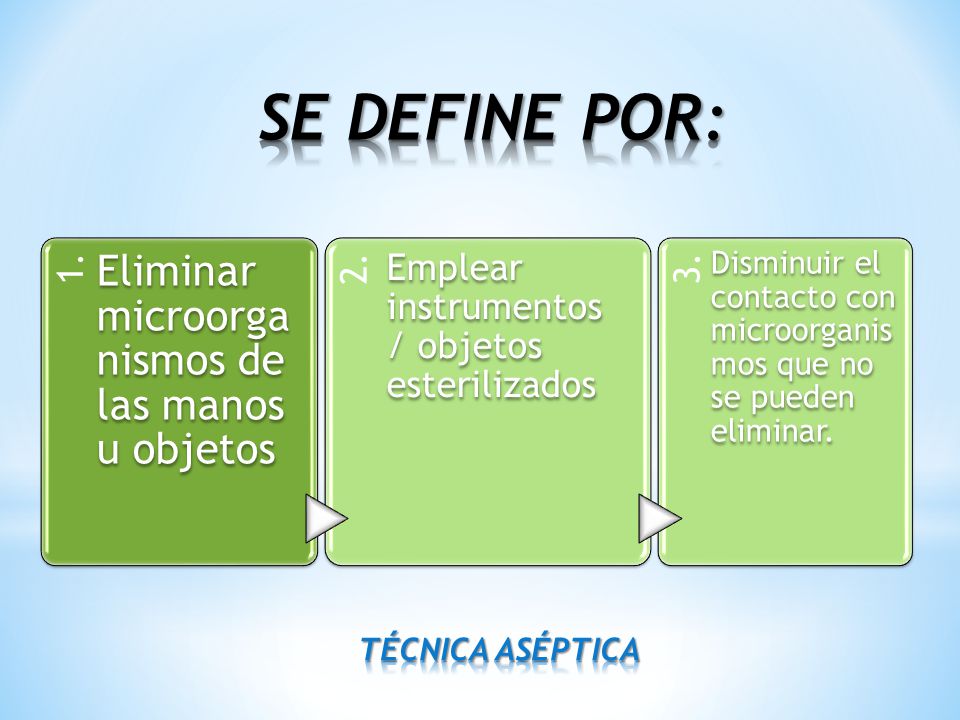 SE DEFINE POR: Eliminar microorganismos de las manos u objetos 1. 2.