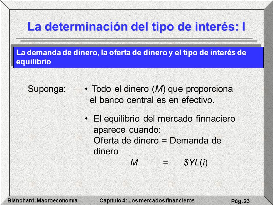 La determinación del tipo de interés: I