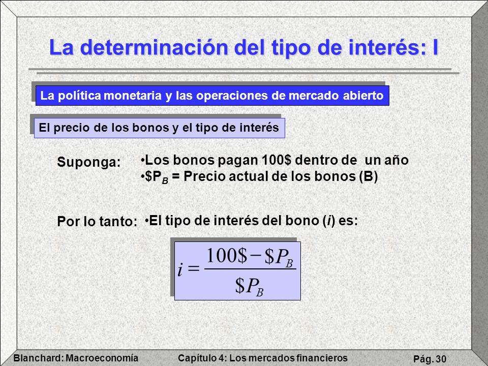 La determinación del tipo de interés: I
