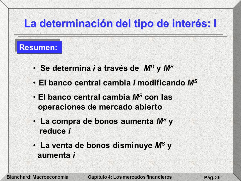 La determinación del tipo de interés: I