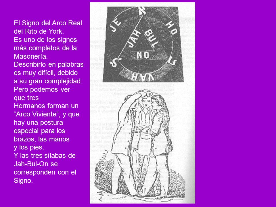 El Signo del Arco Real del Rito de York. Es uno de los signos. más completos de la. Masonería. Describirlo en palabras.