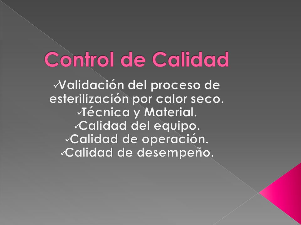 Validación del proceso de esterilización por calor seco.