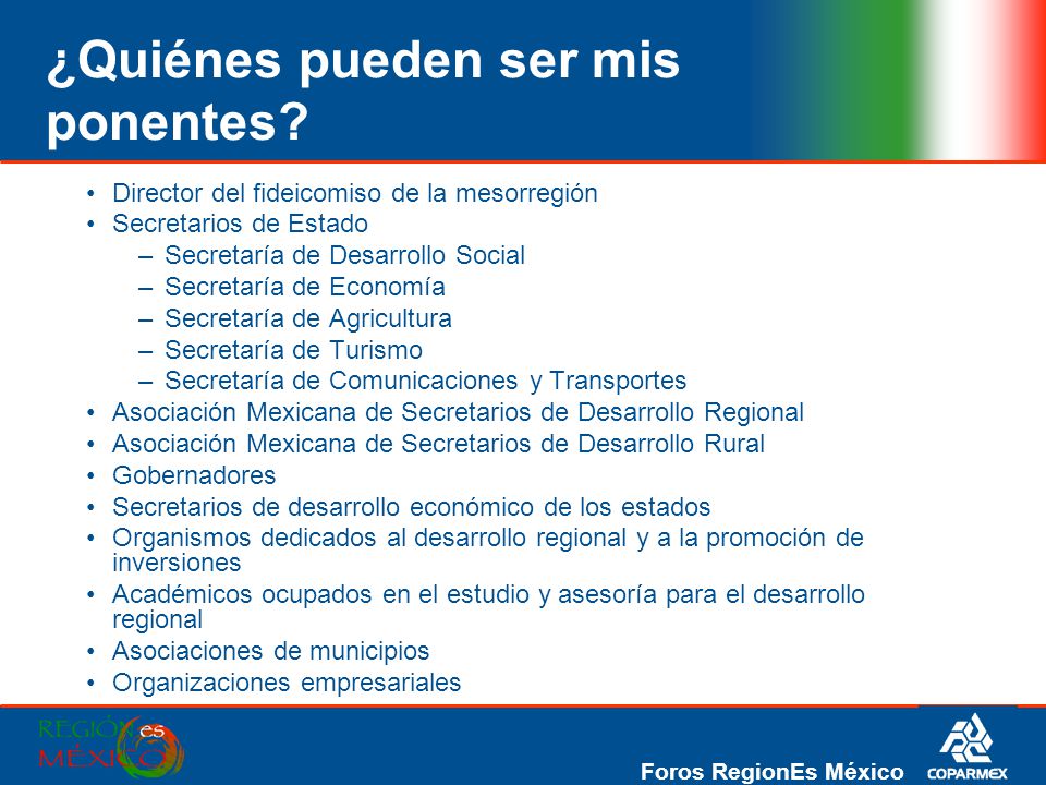 ¿Quiénes pueden ser mis ponentes