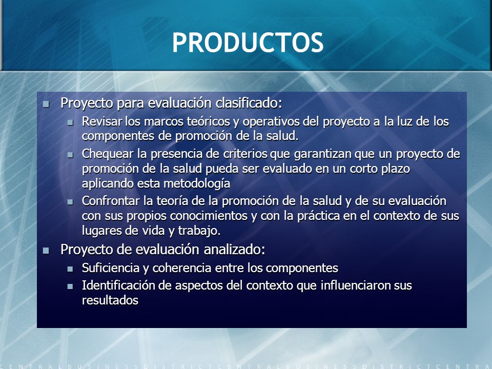 PRODUCTOS Proyecto para evaluación clasificado: