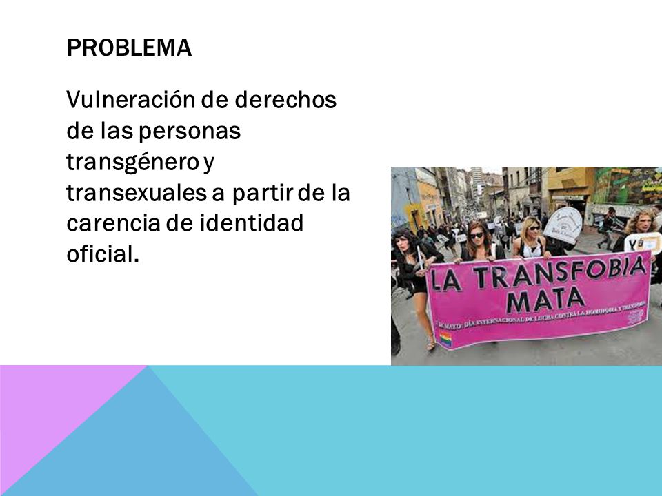 Problema Vulneración de derechos de las personas transgénero y transexuales a partir de la carencia de identidad oficial.