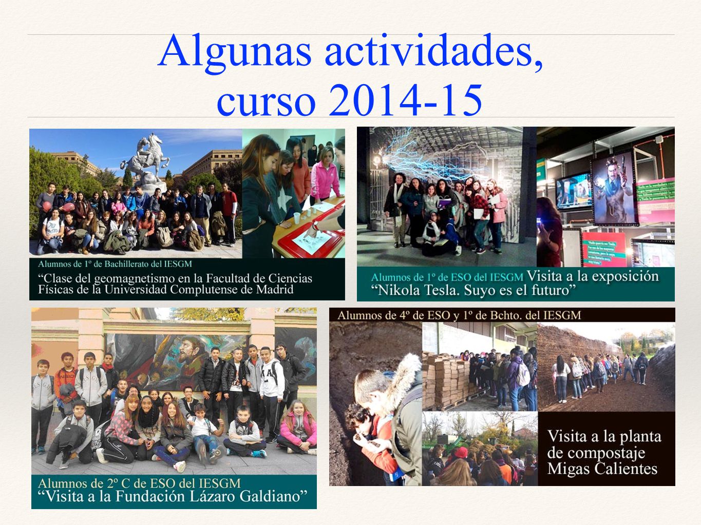 Algunas actividades, curso