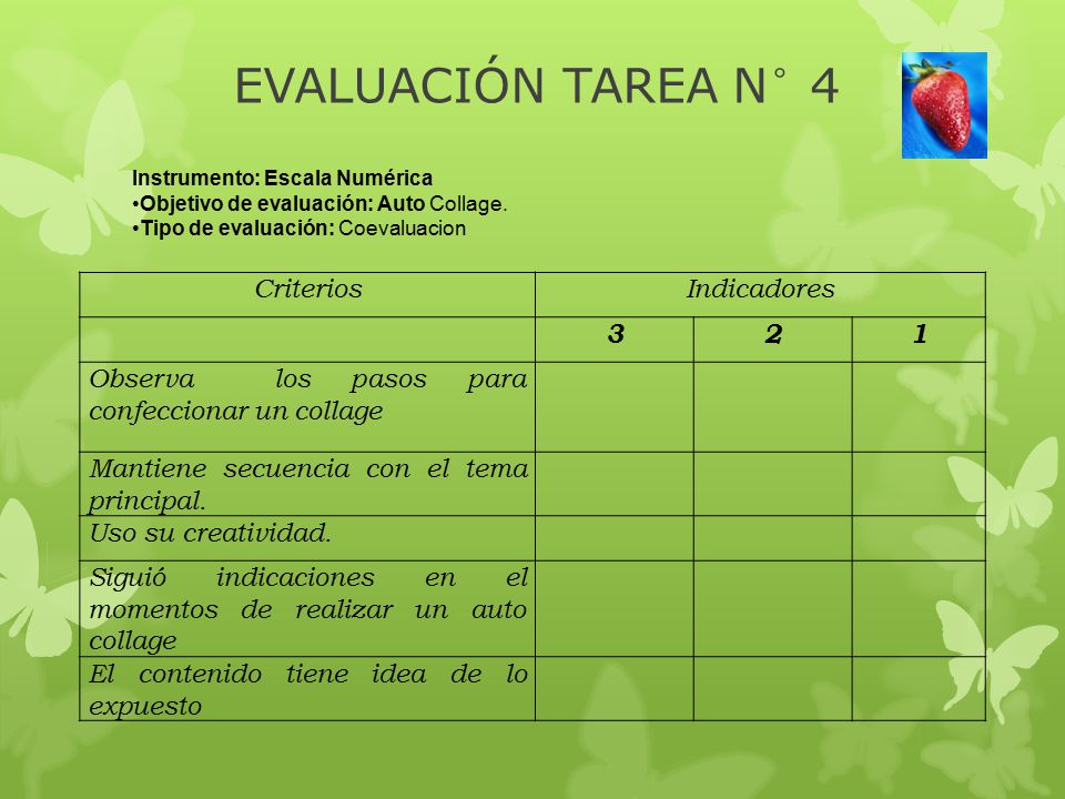 EVALUACIÓN TAREA N° 4 Criterios Indicadores 3 2 1