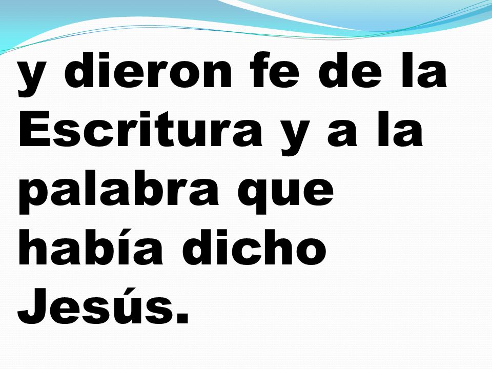 y dieron fe de la Escritura y a la palabra que había dicho Jesús.