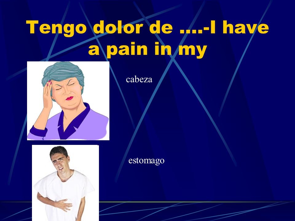 Tengo dolor de ….-I have a pain in my