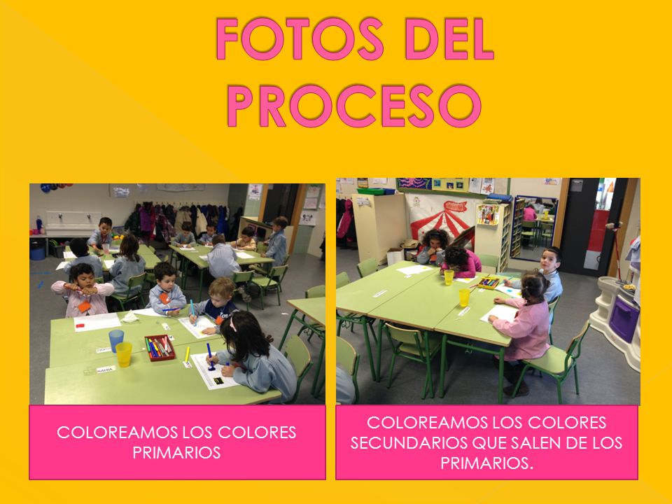 FOTOS DEL PROCESO COLOREAMOS LOS COLORES PRIMARIOS.