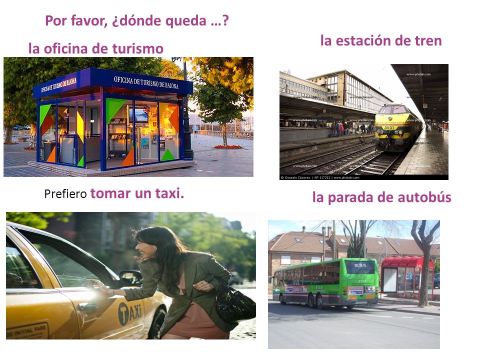 Por favor, ¿dónde queda … la estación de tren la oficina de turismo