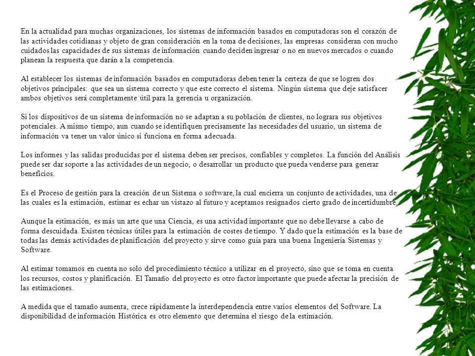 En la actualidad para muchas organizaciones, los sistemas de información basados en computadoras son el corazón de las actividades cotidianas y objeto de gran consideración en la toma de decisiones, las empresas consideran con mucho cuidados las capacidades de sus sistemas de información cuando deciden ingresar o no en nuevos mercados o cuando planean la respuesta que darán a la competencia.