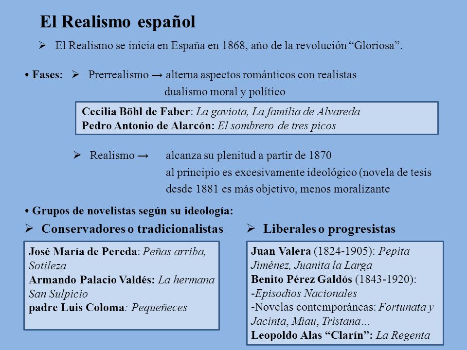El Realismo español Conservadores o tradicionalistas
