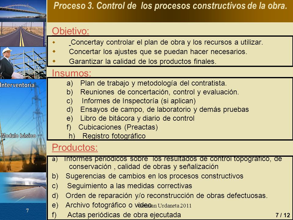 Proceso 3. Control de los procesos constructivos de la obra.