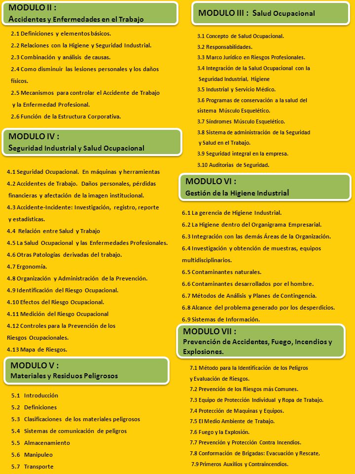 MODULO II : Accidentes y Enfermedades en el Trabajo. MODULO III : Salud Ocupacional. 2.1 Definiciones y elementos básicos.