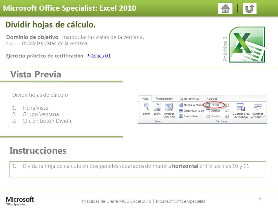 Prácticas de Cierre MOS Excel 2010 │ Microsoft Office Specialist