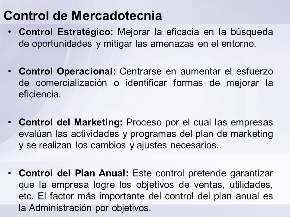 Control de Mercadotecnia