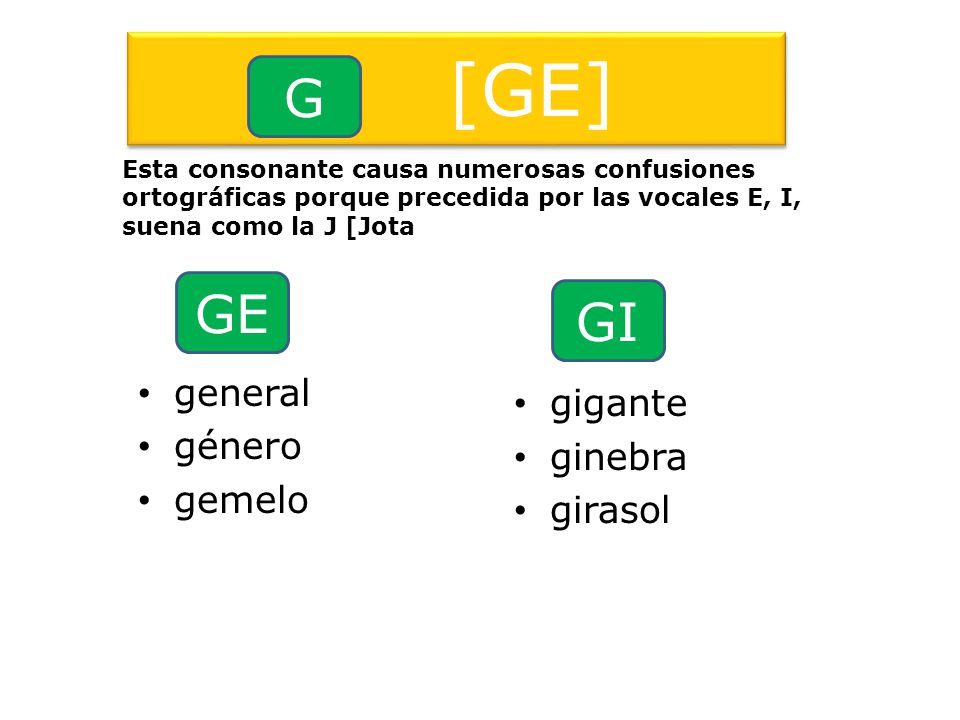 [GE] G GE GI general género gigante gemelo ginebra girasol