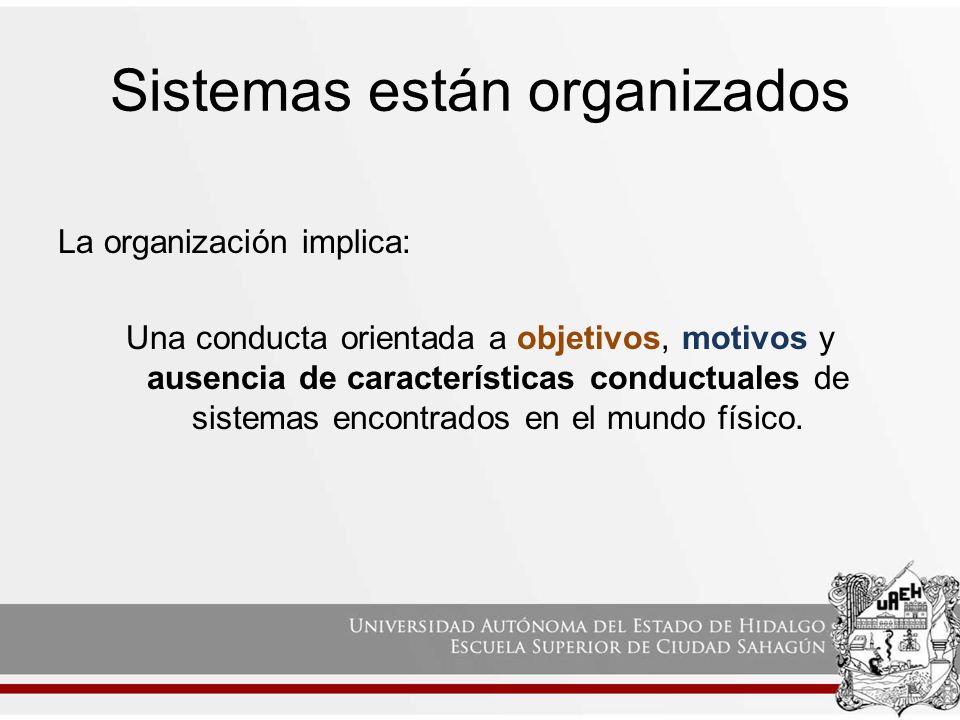 Sistemas están organizados