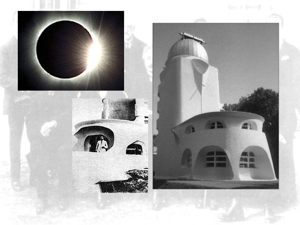 11a) Hacia 1916 enuncia los principios fundamentales de su teoría de la gravitación: la teoría general de la relatividad, cuyas predicciones habrían de ser corroboradas durante el eclipse solar de Esta se basa en el postulado de que la atracción gravitatoria no es una fuerza por acción a distancia sino la acción de un campo creado por la presencia de una masa en el continuo espacio-tiempo. Con esto, contradijo lo establecido por Isaac Newton, dos siglos atrás.