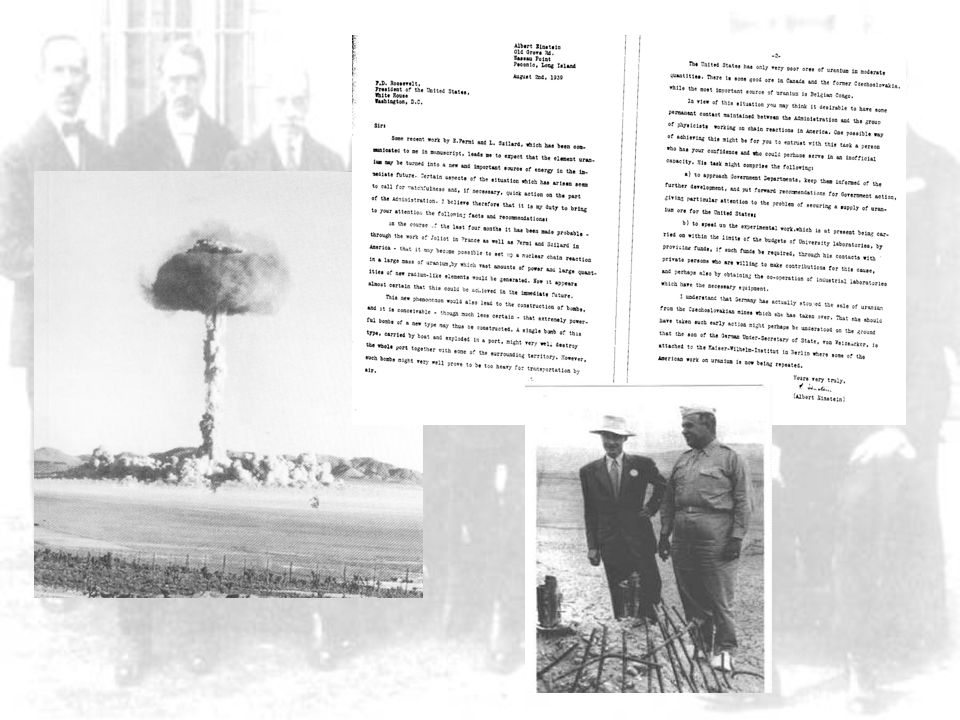 15a) En 1939, a solicitud de varios notables hombres de ciencia escribió una famosa carta el presidente Roosevelt. informándole de que los primeros descubrimientos