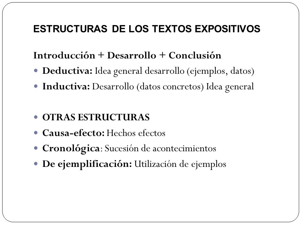 ESTRUCTURAS DE LOS TEXTOS EXPOSITIVOS